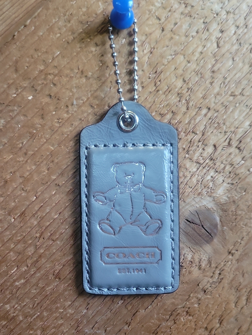Coach Y2K Limited Edition Gray Teddy Bear Leather Hang tag